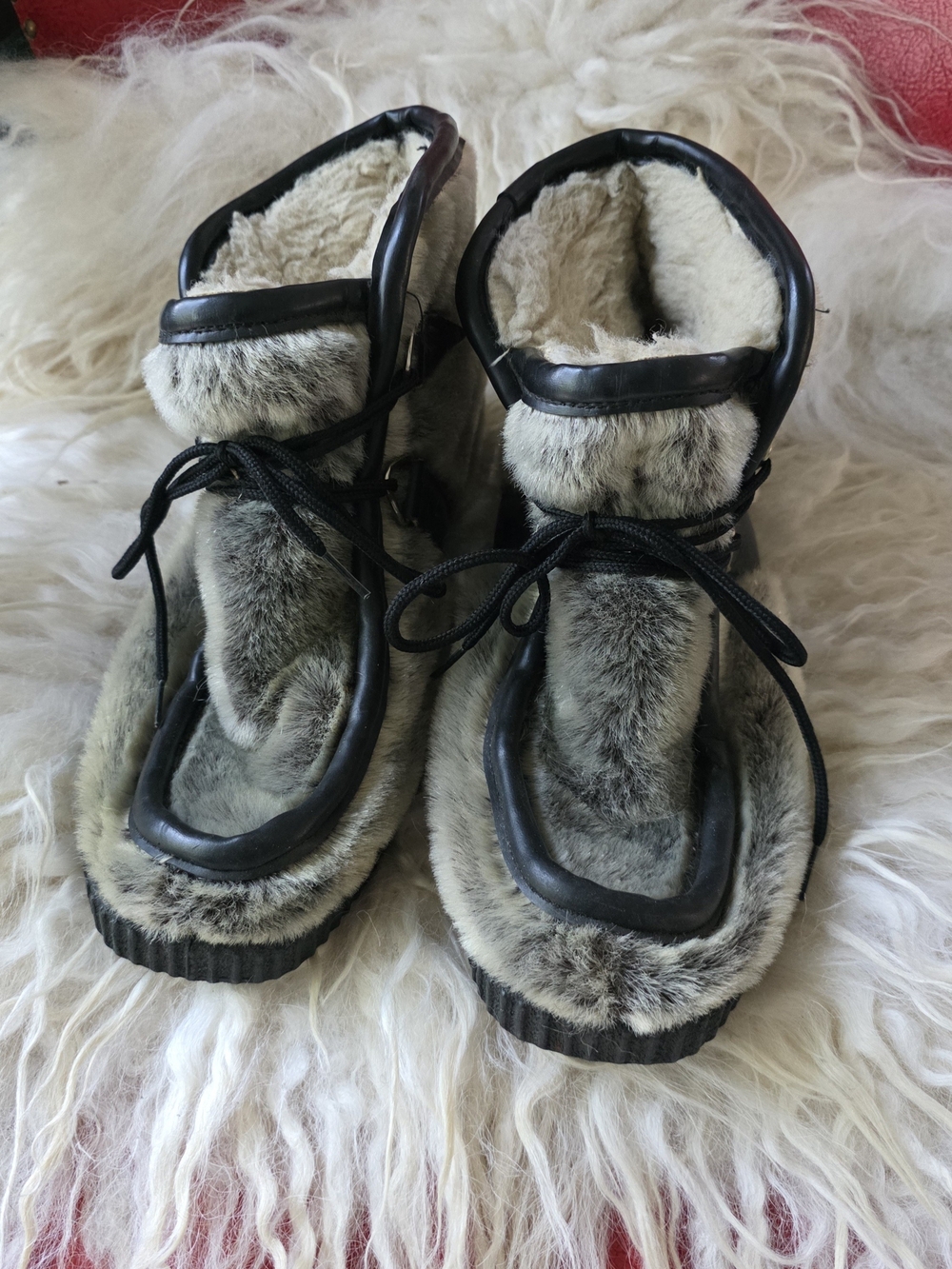 VINTAGE Seal Skin Fur Ankle Winter Boots